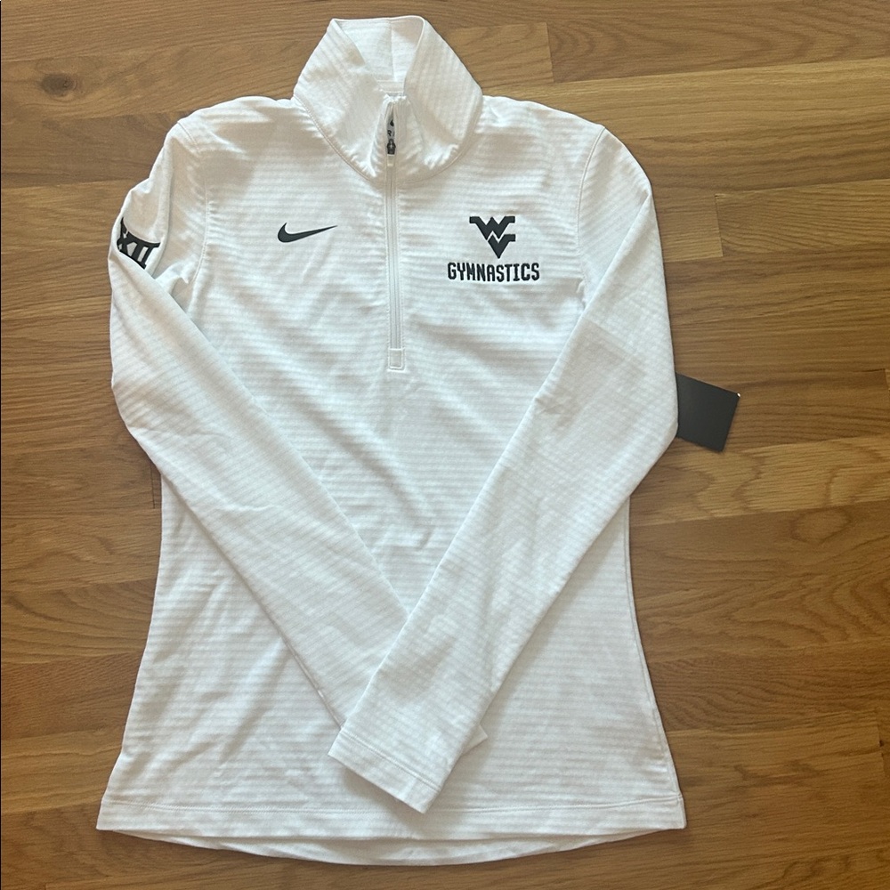 Nike White University of Weat Virginia Gymnastics Quarter-Zip Top